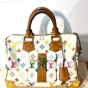 Louis Vuitton White multicolor monogram Murakami speedy 30 vintage READ